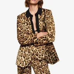 Mango Animal Print Suit Blazer