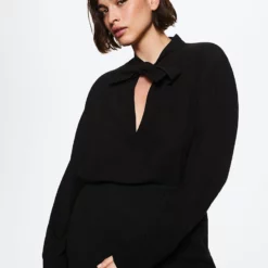 Mango Tie-Neck Blouse -Mango popular store mango 3095 8468236 5