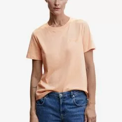 Mango Rounded Neck Cotton T-Shirt