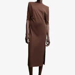 Mango Short Sleeve Dress With Shoulder Pads