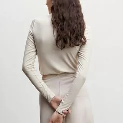 Mango Ribbed High Neck T-Shirt -Mango popular store mango 3127 1732636 2