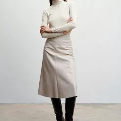 Mango Ribbed High Neck T-Shirt -Mango popular store mango 3128 1732636 6