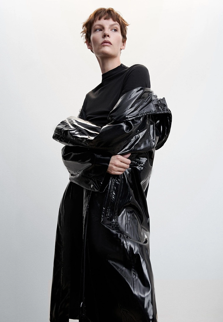 Mango Patent Leather Hooded Parka 6 Mango Patent Leather Hooded Parka - Image 4