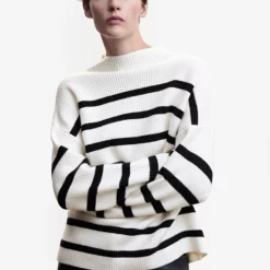 Mango Striped Rib Sweater