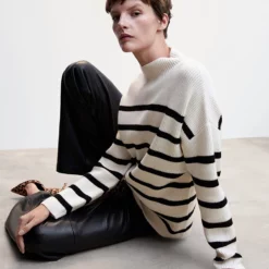 Mango Striped Rib Sweater -Mango popular store mango 3178 9632636 5