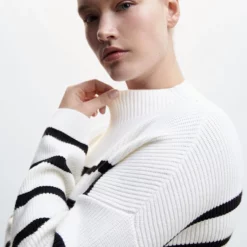 Mango Striped Rib Sweater -Mango popular store mango 3179 9632636 7