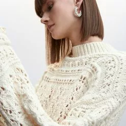 Mango Openwork Sweater Perkins Collar -Mango popular store mango 3205 8742636 3