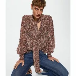 Mango Bow Printed Blouse -Mango popular store mango 3223 2277426 4
