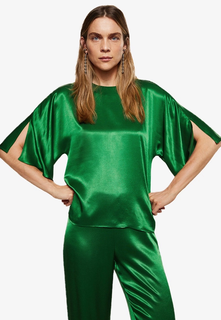 Mango Satin Blouse With Sleeve Slit 3 Mango Satin Blouse With Sleeve Slit