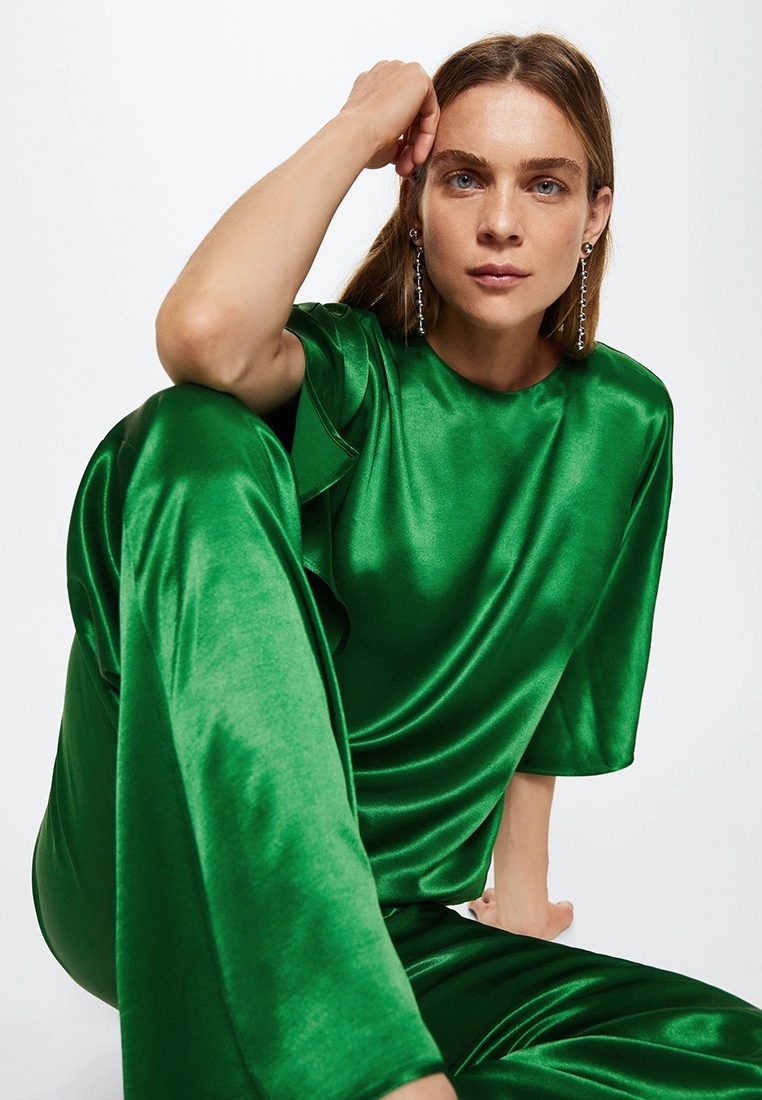 Mango Satin Blouse With Sleeve Slit 6 Mango Satin Blouse With Sleeve Slit - Image 4