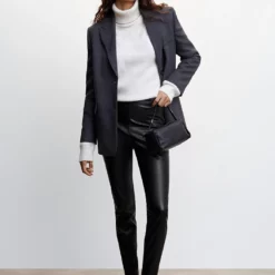 Mango Leather-Effect Leggings With Split Hems -Mango popular store mango 3245 1742636 6