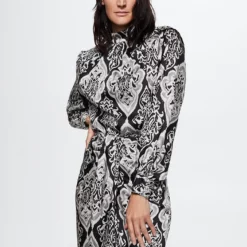 Mango Perkins Neck Print Blouse -Mango popular store mango 3317 5068136 3