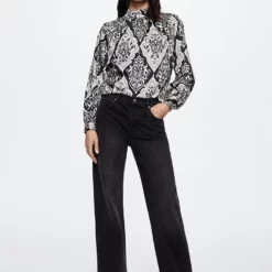 Mango Perkins Neck Print Blouse -Mango popular store mango 3318 5068136 6