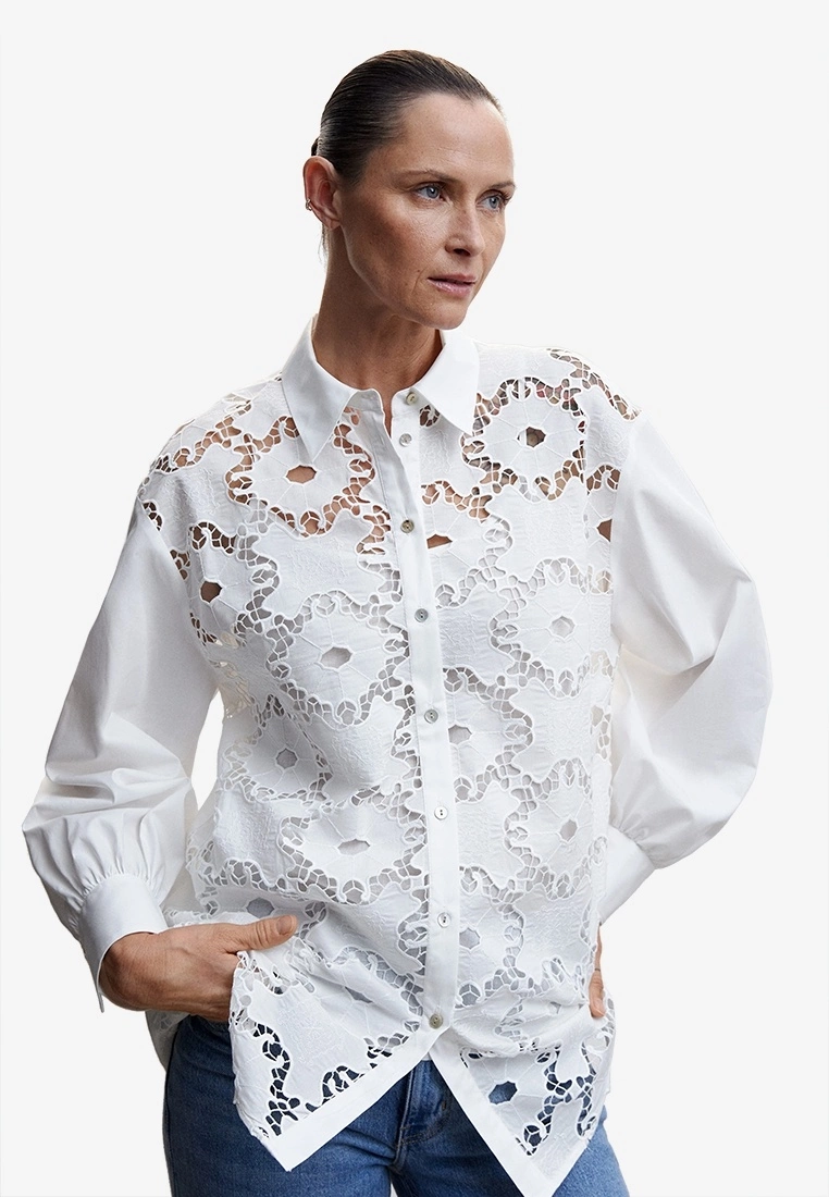 Mango Embroidered Cotton Shirt 3 Mango Embroidered Cotton Shirt