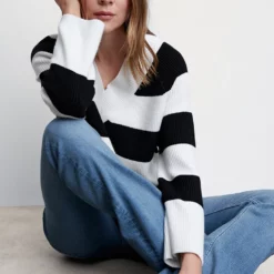 Mango V-Neck Striped Sweater -Mango popular store mango 3425 1439046 3