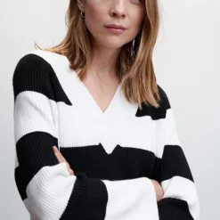 Mango V-Neck Striped Sweater -Mango popular store mango 3425 1439046 4