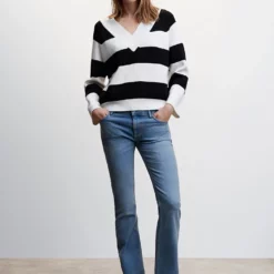Mango V-Neck Striped Sweater -Mango popular store mango 3426 1439046 5