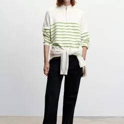 Mango Striped Sweater with Zip -Mango popular store mango 3452 6125146 5