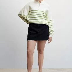 Mango Striped Sweater with Zip -Mango popular store mango 3452 6125146 7