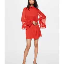 Mango Ruffled Sleeve Dress 12 Mango Ruffled Sleeve Dress -Mango popular store mango 3494 2726626 5