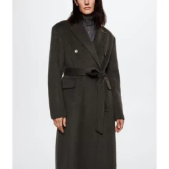 Mango Woollen Coat With Belt -Mango popular store mango 3505 7450826 5