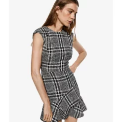 Mango Checked Tweed Dress