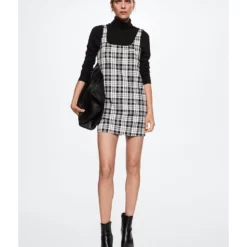 Mango Checked Pinafore Dress 10 Mango Checked Pinafore Dress -Mango popular store mango 3555 8116626 4