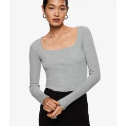 Mango Ribbed Long-Sleeved T-Shirt