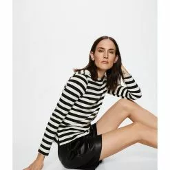 Mango Striped 100% Cotton T-Shirt -Mango popular store mango 3751 6880926 4