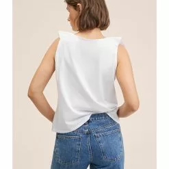 Mango Frills Cotton T-Shirt -Mango popular store mango 3786 9599316 2