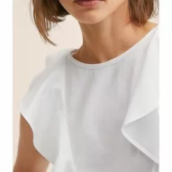 Mango Frills Cotton T-Shirt -Mango popular store mango 3786 9599316 3