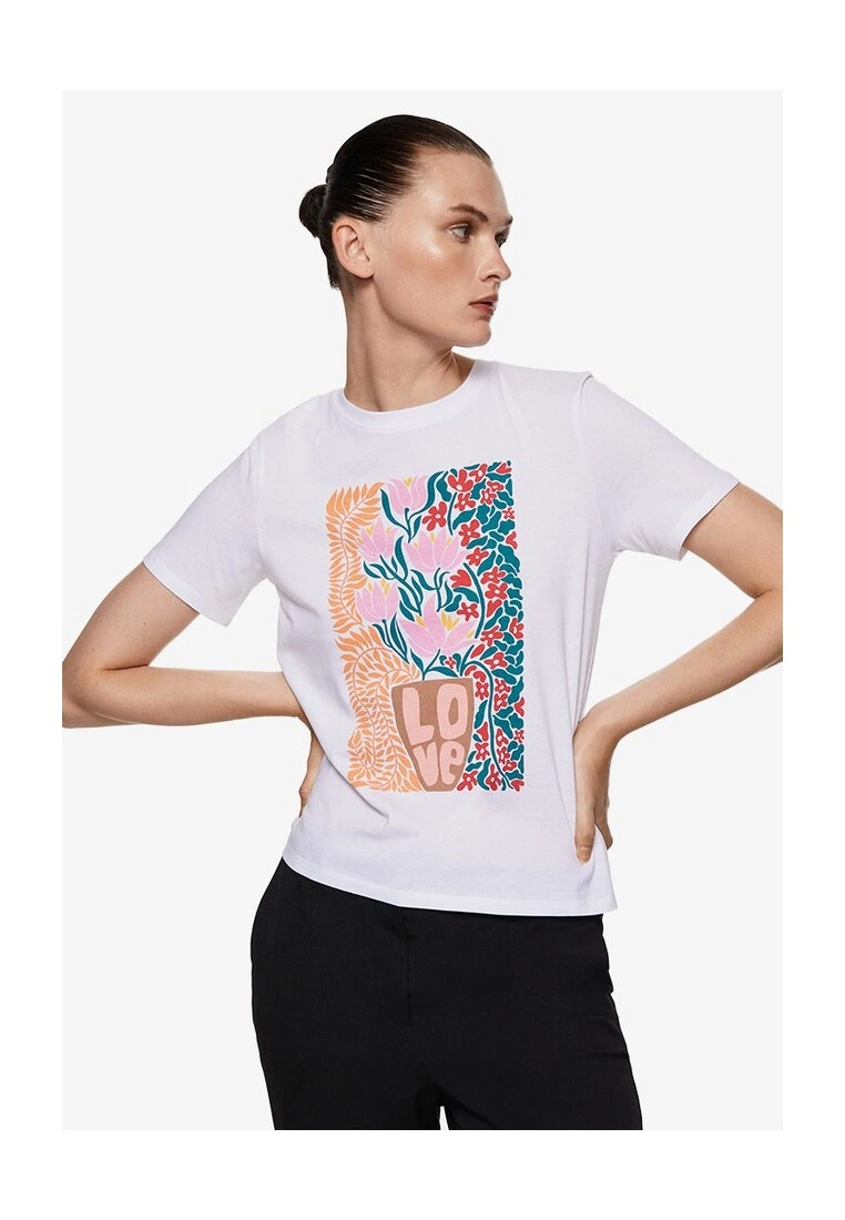 Mango Printed Cotton-Blend T-Shirt 3 Mango Printed Cotton-Blend T-Shirt