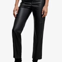 Mango Leather-Effect Straight Trousers