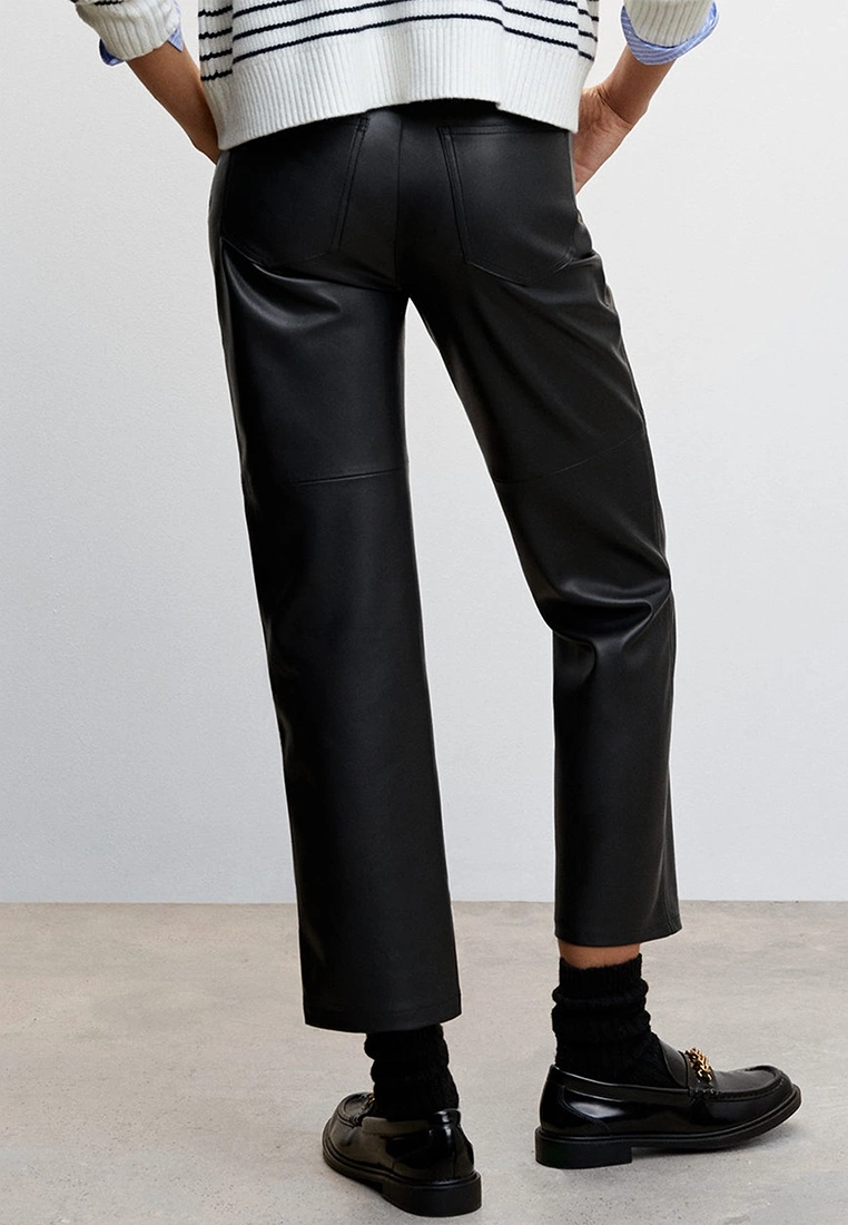 Mango Leather-Effect Straight Trousers 4 Mango Leather-Effect Straight Trousers - Image 2