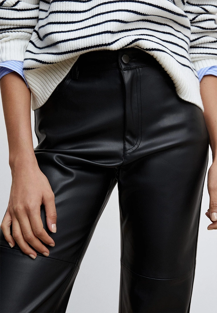 Mango Leather-Effect Straight Trousers 5 Mango Leather-Effect Straight Trousers - Image 3