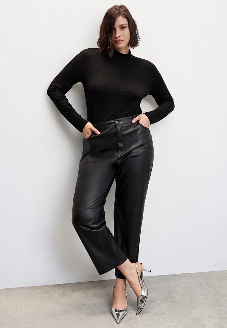 Mango Leather-Effect Straight Trousers 9 Mango Leather-Effect Straight Trousers - Image 7