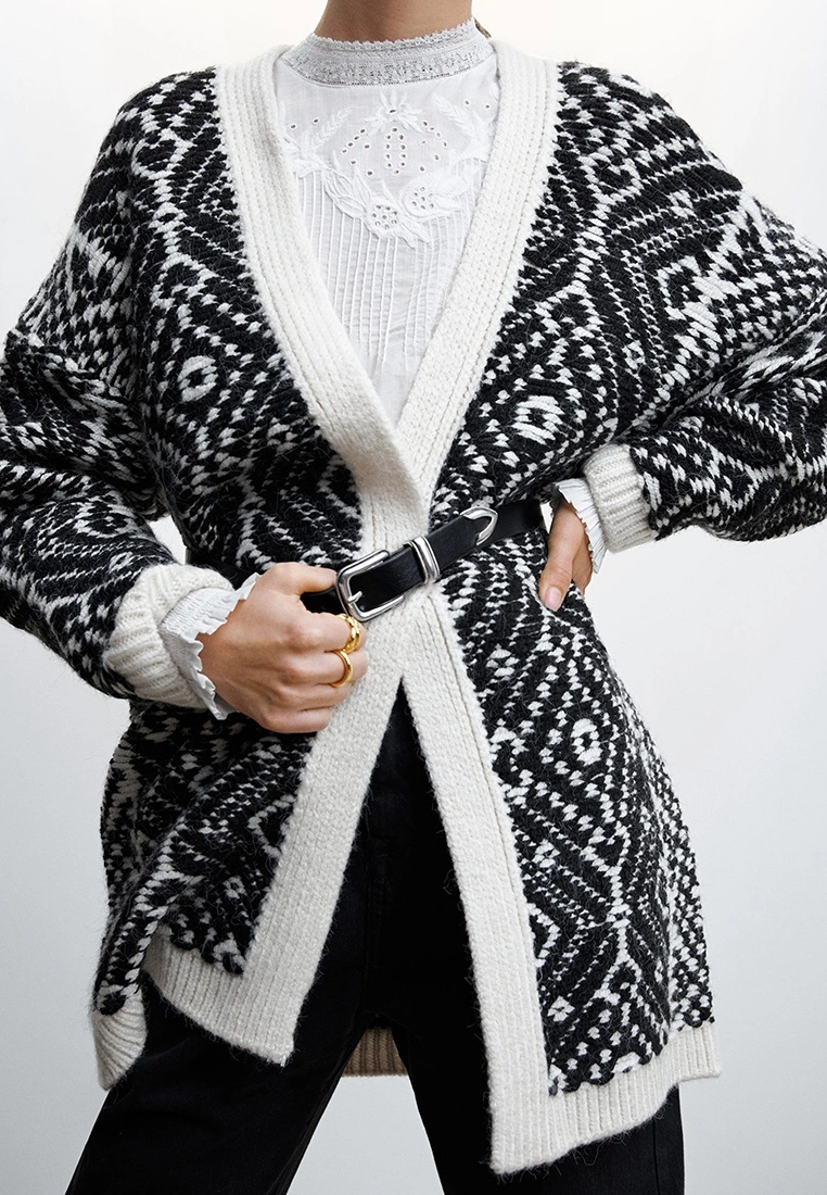 Mango Printed Cardigan Reverse Stitch 5 Mango Printed Cardigan Reverse Stitch - Image 3