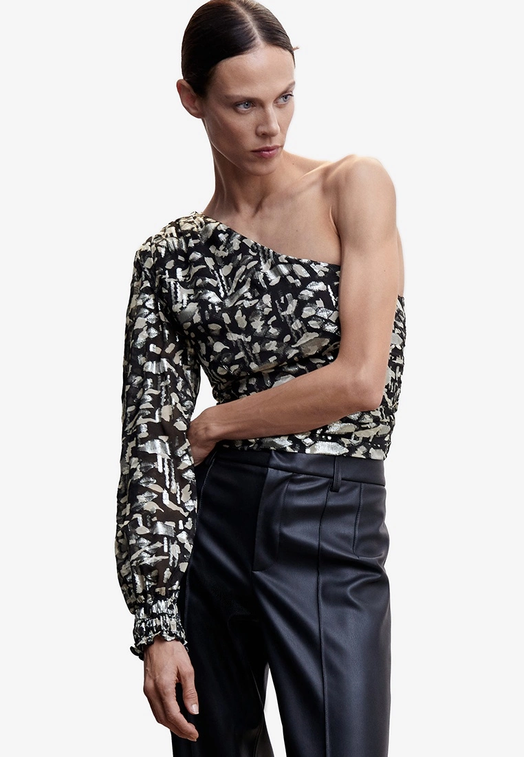 Mango Glitter Detail Asymmetric Blouse 3 Mango Glitter Detail Asymmetric Blouse