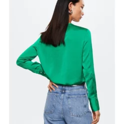 Mango Ruched Satin Blouse -Mango popular store mango 4028 2841626 3