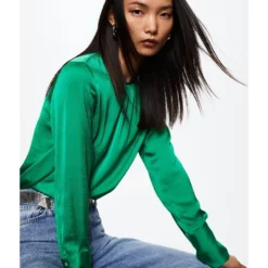 Mango Ruched Satin Blouse -Mango popular store mango 4029 2841626 5