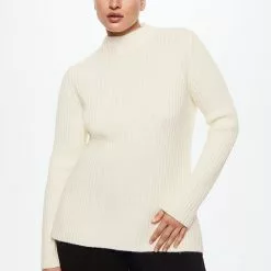Mango High Collar Ribbed Knit Sweater -Mango popular store mango 4053 9526336 2