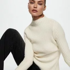 Mango High Collar Ribbed Knit Sweater -Mango popular store mango 4053 9526336 4