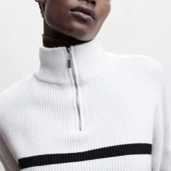 Mango Striped Sweater With Zip -Mango popular store mango 4113 3525936 5