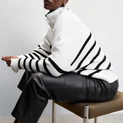 Mango Striped Sweater With Zip -Mango popular store mango 4113 3525936 7