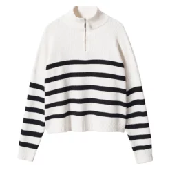 Mango Striped Sweater With Zip -Mango popular store mango 4114 3525936 8
