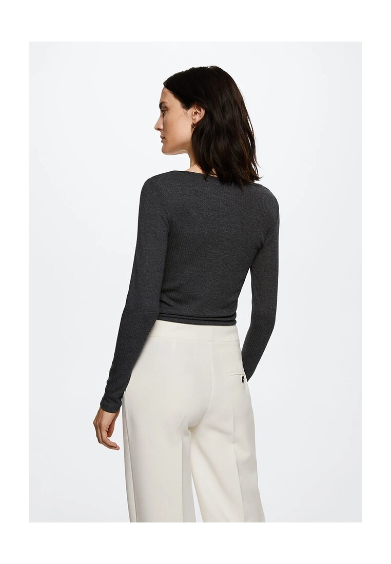 Mango Ribbed Long-Sleeved T-Shirt 5 Mango Ribbed Long-Sleeved T-Shirt - Image 3