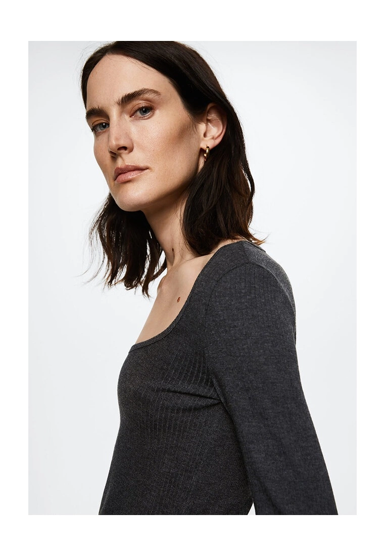 Mango Ribbed Long-Sleeved T-Shirt 6 Mango Ribbed Long-Sleeved T-Shirt - Image 4