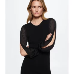 Mango Sleeve Slit Dress -Mango popular store mango 4180 6412726 3