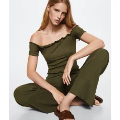 Mango Textured Flowy Trousers -Mango popular store mango 4181 3080826 4