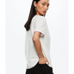 Mango Embroidered Cotton T-Shirt -Mango popular store mango 4182 7948526 3